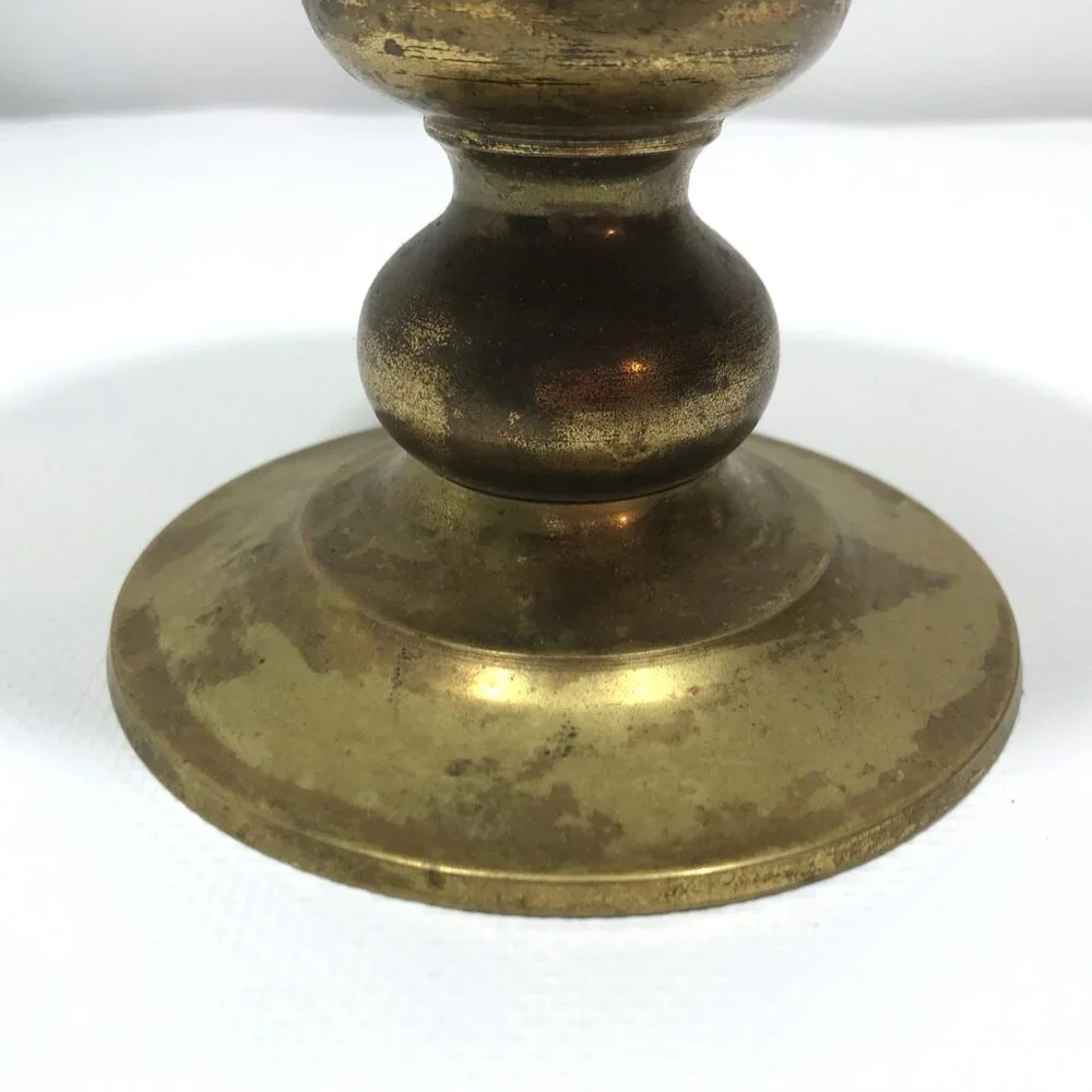 Vintage MCM Solid Brass Pedestal Candle Holder - Picture 3 of 4